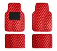 HIPATU 4 Pezzi Tappetini Auto in Pelle per Jeep Grand Cherokee IV (WK2) 2010-2017, Personalizzati Antiscivolo Impermeabile Tappetino in Tutto Il Tempo Tappeti Protezione Accessori,A Red