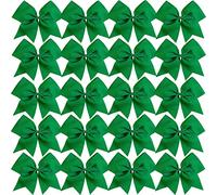 Hipcheer 20pcs 8" Large Cheer Bows for Girls, Hand-made Grosgrain Ribbon Hair Accessories for Teen Girls Softball Cheerleader Sports (ForestGreen)