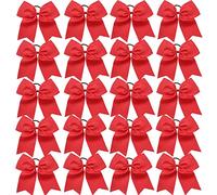 Hipcheer 20pcs 8" Large Red Cheer Bows for Girls, Hand-made Grosgrain Ribbon Hair Accessories for Teen Girls Softball Cheerleader Sports (red2 (Pack of 20))