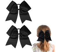 Hipcheer - Fiocco per capelli grande, nero, 20,3 cm, grande, per coda di cavallo, fatto a mano, per cheerleader, adolescenti, ragazze, università