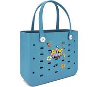 Hiphiprun Borsa da spiaggia in gomma XL per uomini e donne, borsa impermeabile per spiaggia, borsa da viaggio di grande capacità per barca e piscina, Blu lago-m, Medium