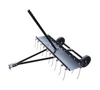 Hipicute Dethatcher da traino, 122 cm con 24 denti in acciaio a molla, rastrello per dethatcher per fuoristrada, rastrello da traino dietro il prato con maniglia di sollevamento per erba da giardino e