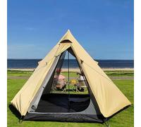 HipierFx Indiani Tenda Campeggio 4 Posti a Piramide con Asta per Tenda Famiglia Tipi per Esterni Escursionismo Trekking (Khaki)