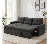 HIPIHOM Divano letto trasformabile a 3 posti, divano letto estraibile con contenitore, divano letto ad angolo, letto per gli ospiti per piccoli spazi, soggiorno, pile（grigio scuro）