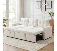 HIPIHOM Divano letto trasformabile a 3 posti, divano letto estraibile con contenitore, divano letto ad angolo, letto per gli ospiti per piccoli spazi, soggiorno, pile（bianco）