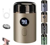 Hipinference Shaver, Mini Portable Electric Shaver, 2025 New Pocket Size with Led Display, Rechargeable Waterproof Face Beard Trimmer For Home Travel (Gold)