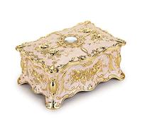 Hipiwe Portagioie vintage in metallo - Scatola portaoggetti rettangolare a due strati, scatola portagioie ornata portagioie decorativa scatola regalo per donne e ragazze, 17,8 x 12,7 x 7,6 cm