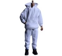 HiPlay 1/12 Scale Figure Doll Clothes: White Set Hoodies and Pants for 6 inch Collectible Action Figure AT202201D