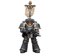 HiPlay JOYTOY Warhammer The Horus Heresy Figura da collezione: Lupo spaziale Squadra Macellatore Grigio con Bandiera Militare Macellatore Grigio, Action Figure in scala 1:18 JT7509