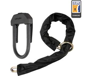 Hiplok DXXL, Serratura a D con catena male Nero