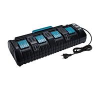 Hipoke DC18SF 18V 4-Port Rapid Optimum Caricabatterie agli ioni di litio compatibile con Makita 14.4V 18v batteria BL1430 BL1450 BL1440 BL1860 BL1850 Sostituire DC18RC, DC18RD, DC18RA (spina UE)