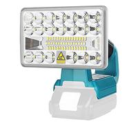 Hipoke Luce da lavoro a LED senza fili Luce da cantiere portatile per esterni a lungo raggio con porta USB, torcia 18V compatibile con Makita 14,4V-20V batteria agli ioni di litio (senza batteria)