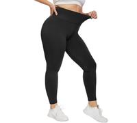HIPOWER Leggings da donna a vita alta, taglie forti, opachi, neri, sportivi, lunghi, per la pancia, taglie forti, elasticizzati, da yoga, da corsa, Nero , XXL
