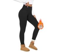 HIPOWER Leggings termici da donna, foderati, invernali, spessi, in pile caldo, a vita alta, opachi, per il tempo libero, Nero , M