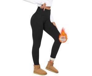 HIPOWER Leggings termici da donna, foderati, invernali, spessi, in pile caldo, a vita alta, opachi, per il tempo libero, Nero , L