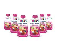 HiPP - Frutta Frullata Bio per Bambini, Purea 100% Frutta al Gusto Mela, Pesca e Frutti di Bosco, Senza Zuccheri Aggiunti, 8 Confezioni da 90 g