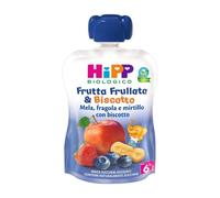 Hipp Frutta Frullata Biologica con biscotto Gusto Mela Fragola Mirtillo Offerta 3 Confezioni da 90Gr