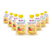 HiPP - Frutta Frullata e Biscotto Bio, Purea per Bambini al Gusto Mela e Banana con Biscotto ai Cereali Antichi, Senza Zuccheri Aggiunti, 8 Confezioni da 90 gr