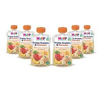 HiPP - Frutta Frullata e Biscotto Bio, Purea per Bambini al Gusto Mela, Pesca e Banana con Frollino ai Cereali Antichi, Senza Zuccheri Aggiunti, 8 Confezioni da 90 gr