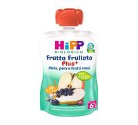 HiPP Frutta Frullata Plus+ mela, pera e frutti rossi - Purea con zinco per l'immunità, 90 g
