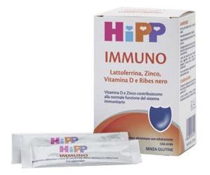 HiPP- HiPP Immuno Bustine, Integratore Alimentare, Difese Immunitarie Bambini, Benessere di Naso e Gola, Lattoferrina, Zinco, Vitamina D, Ribes Nero, Bambini, Sistema immunitario, Senza Glutine