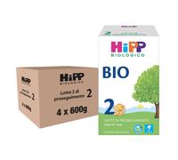 HiPP - Latte 2 di Proseguimento Bio, Latte in Polvere per Neonati, Indicato dal 6? Mese Compiuto, 4 Confezioni da 600 gr, Latte HiPP 2, Neonato