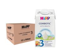 HiPP Latte 3 Confezione Tetrapack Combiotic Crescita, Indicato per Bambini dal 1° Anno d'Età, 12 Confezioni da 500 ml Ciascuna, Hipp Latte 3 Combiotic, Ricco di Ferro, Calcio, Iodio, Vitamine C, D, e
