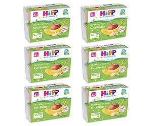 HiPP - Nuovi Mini Dessert, Frutta Grattugiata Bio, Mela e Banana, Confezione da 24 Vasetti da 100 g