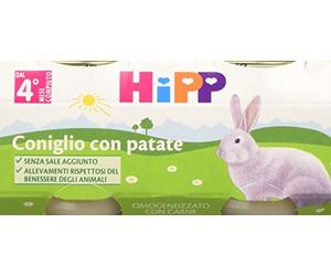 HiPP - Omogeneizzato di Carne per Neonati, Gusto Coniglio con Patate, Senza glutine, Senza Sali e Aromi Aggiunti, 24 Vasetti da 80 g