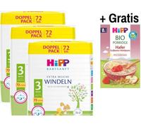 Hipp Pannolini Midi 3 6-10 kg confezione mega 216 pezzi +GRATIS Porridge di avena fragole e lamponi Hipp 250g