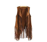 Hippie Abbigliamento da donna Western Festival Vestito Carnevale Steampunk Gilet Moda Cowgirl Disco Camoscio Vestito con frange Vintage Anni Ragazza Country Top Abbigliamento Cappotto Slim Giacca,
