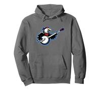 Hippie Bald Eagle Patriotic Banjo Player Felpa con Cappuccio