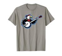Hippie Bald Eagle Patriotic Banjo Player Maglietta