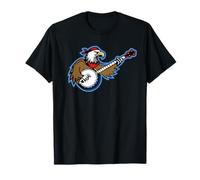 Hippie Bald Eagle Patriotic Banjo Player Maglietta