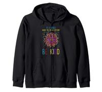 Hippie Be Kind Flower Peace Citazione Retro Gentilezza Art Vibe Felpa con Cappuccio