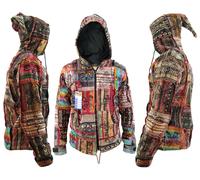 Hippie Boho Vintage Retrò Cotone Lavorato a Maglia Giacca Elfo Cappello Festival