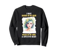 Hippie Daisies Capelli Pace Anima Boho Fiore Donna Vibe Felpa