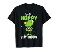 Hippie Frog con Retro Vibe Groovy Maglietta