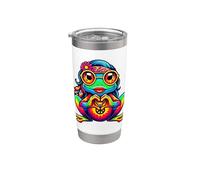 Hippie Frog Tie-Dye, Ragazze, Donne, Cuore Mano 70s 60s, Pace Bicchiere termico in acciaio inox doppia parete