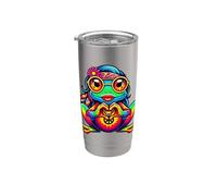 Hippie Frog Tie-Dye, Ragazze, Donne, Cuore Mano 70s 60s, Pace Bicchiere termico in acciaio inox doppia parete