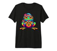 Hippie Frog Tie-Dye, Ragazze, Donne, Cuore Mano 70s 60s, Pace Maglietta Premium