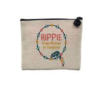 Hippie from Mother to Daughter Bohemian Family Mom - Astuccio per trucco in tela effetto lino, 15 x 10 cm, lino, 15 x 10 cm, Astuccio per il trucco