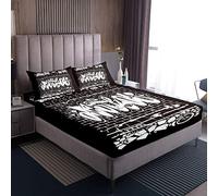 Hippie Graffiti Set Lenzuola Nero Bianco Graffiti Modello Lenzuola per Bambini Ragazzi Ragazze Hip Hop Decor Biancheria Da Letto Set Cultura Stradale Lenzuolo Con Angoli Collezione 3 Pz Matrimoniale