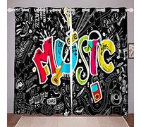 Hippie Graffiti Tenda per camera da letto Rock Music Room Tenda per bambini Ragazzi Ragazze Hip Pop Street Culture Tenda Arte Astratta, W46* L72