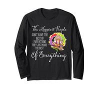 Hippie Happy People Citazione Pace Girasole Vibe Maglia a Manica