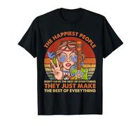 Hippie Happy People Citazione Pace Girasole Vibe Maglietta