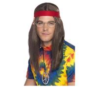 Hippie Kit Accessori Adulti 60s 70s Costume Kit Uomo Parrucca Donna +AC