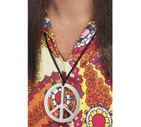Hippie Medaglione Simbolo Della Pace Argento Collana Adulti 60s Costume