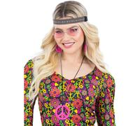 Hippie Occhiali & Medaglione Simbolo Della Pace 1960s 60s Accessorio Vestito Kit