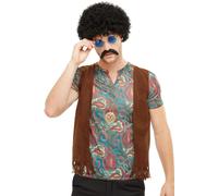 Hippie Parrucca + Baffi + Occhiali Adulti Costume Hippiy Kit 60s 70s Disco Rétro